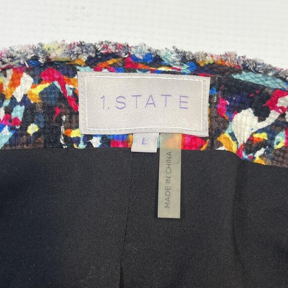1.STATE Jacket Womens Large Tweed Zip Front Lined Textured Boho - Picture 8 of 14